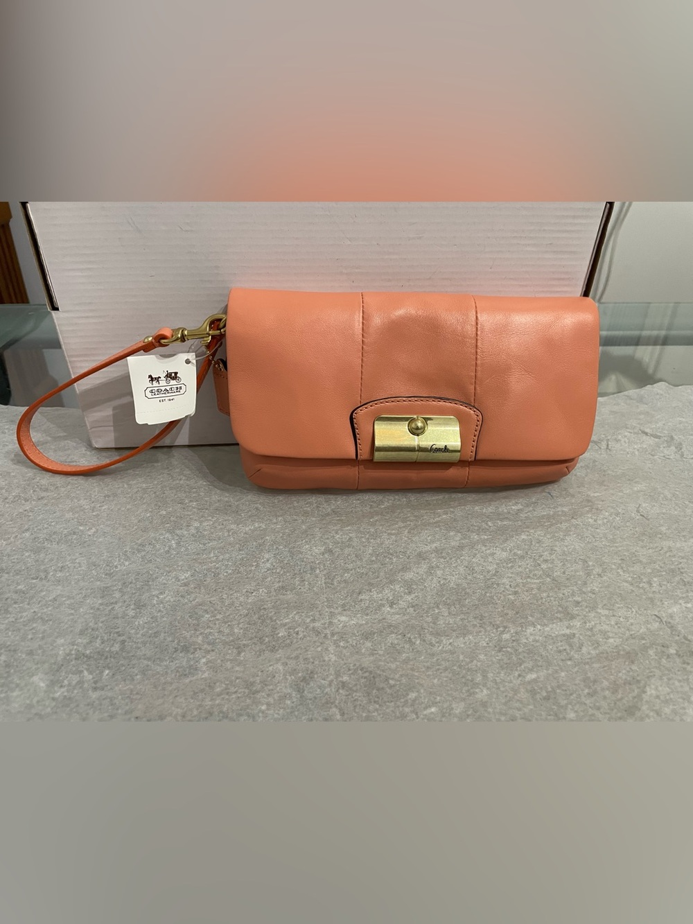 Coach Kristin NWT leather wristlet peach pink Vintage NWT Old Stock